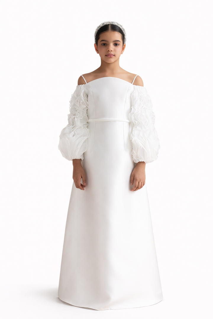 Off-Shoulder Maxi Dress with Ruffled Sleeves – PURELLE