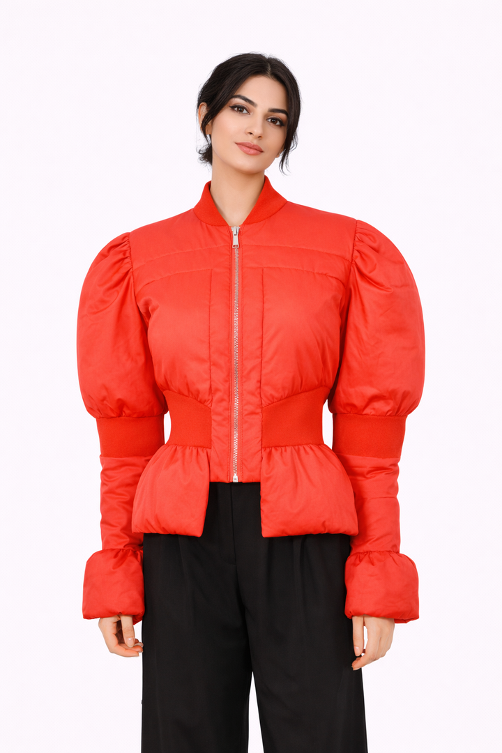cropped padded jacket with sculpted sleeves – NOIRIX
