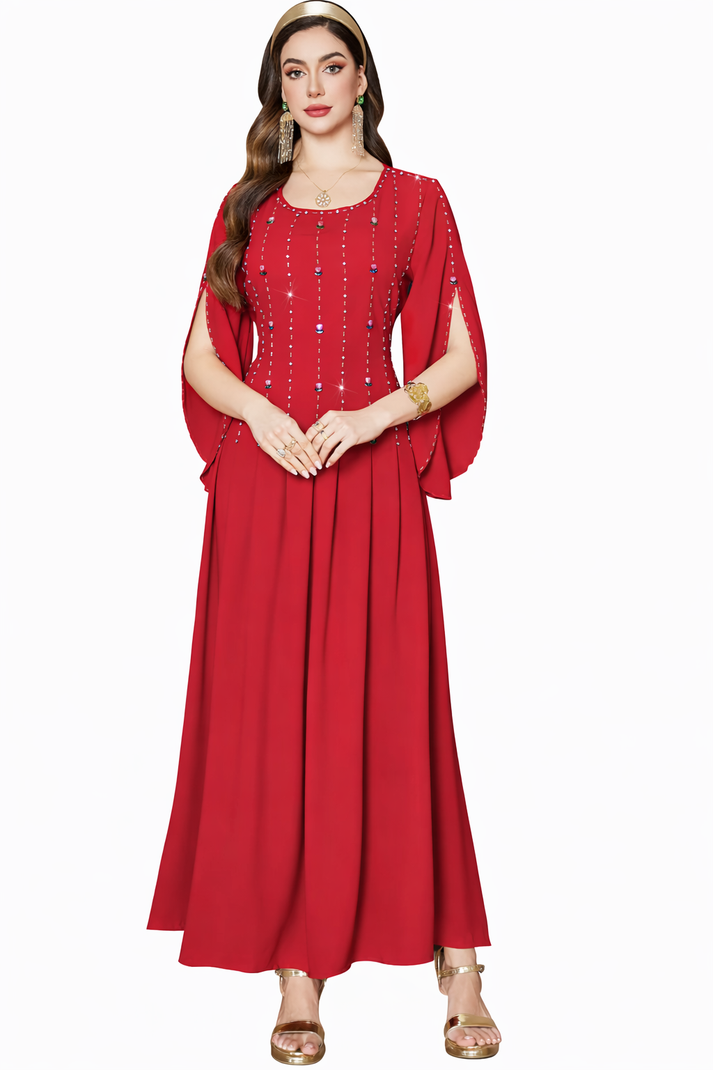 sculpted column evening dress with fluid drape – ASTRIA