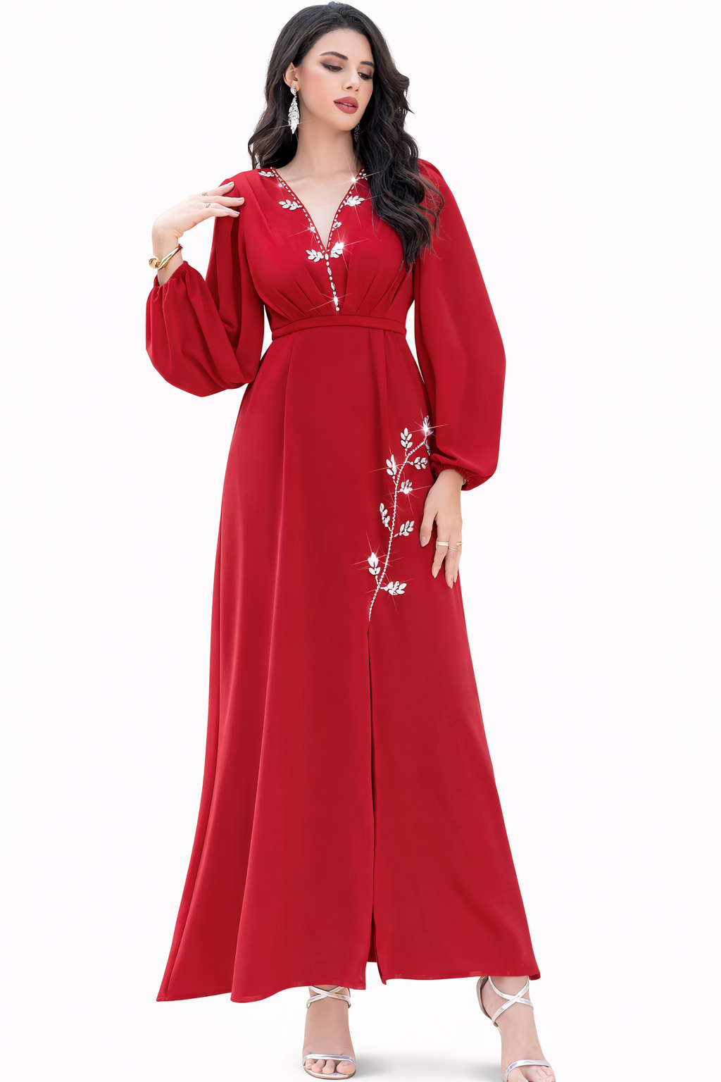 fluid draped evening dress with elongated silhouette – VELORA