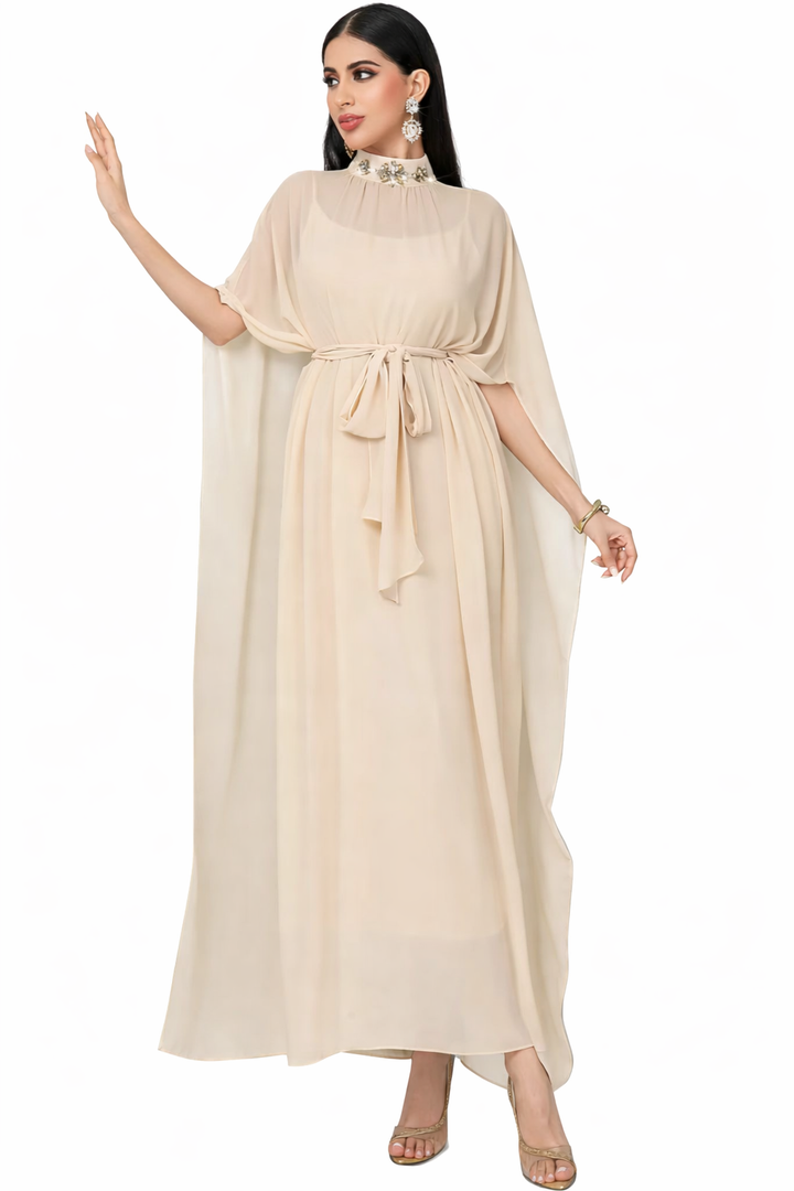 soft-draped evening dress with sculpted waist – ISADORA
