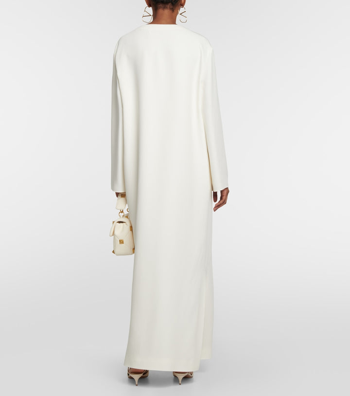 long sleeve column dress with v-slit neckline – ASHALEI