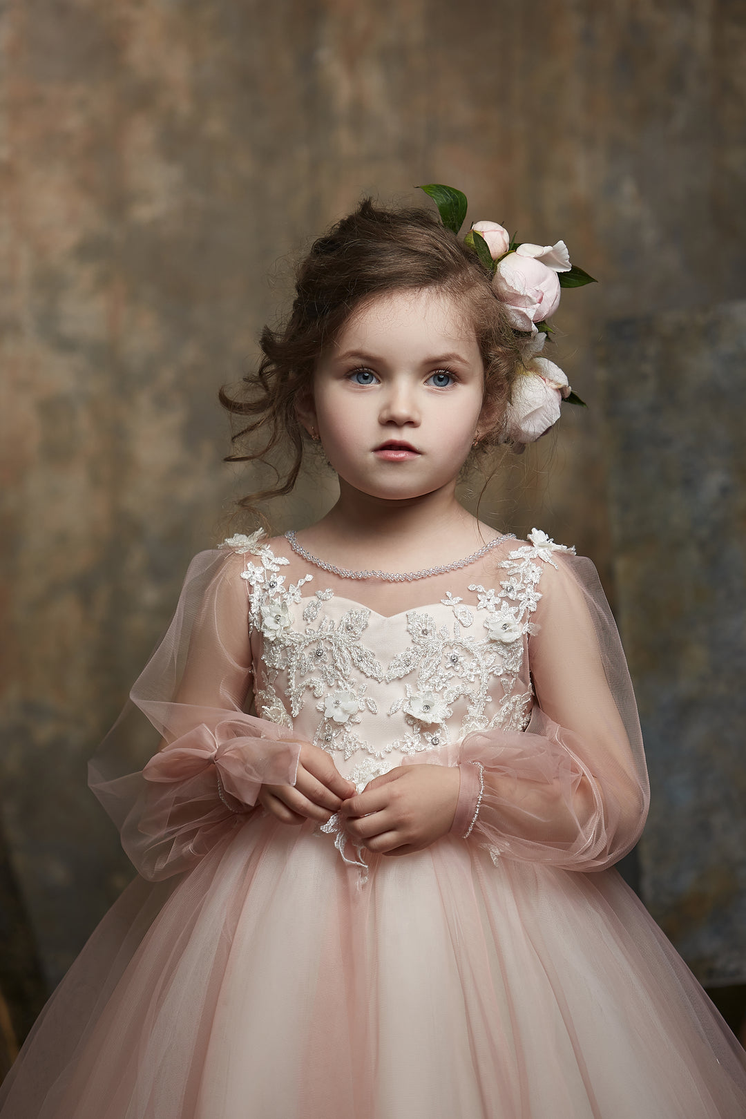 Illusion Tulle Ball Gown with Lace Appliqué Bodice – BLUSH