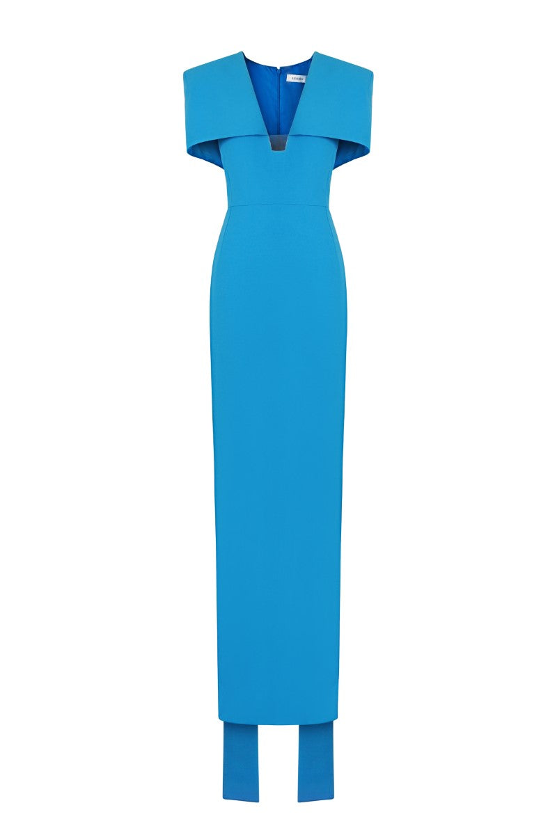 فستان عمودي بفتحة رقبة على شكل كيب منحوت – أزوريا