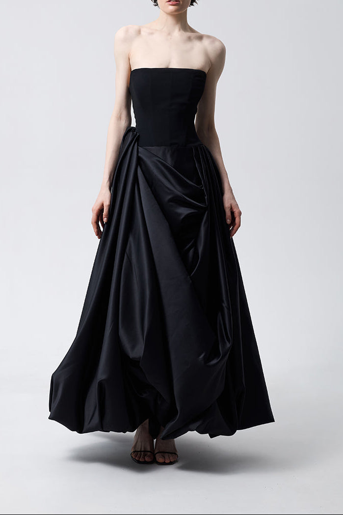 structured ball gown with sculpted draped skirt – NOCTURNE