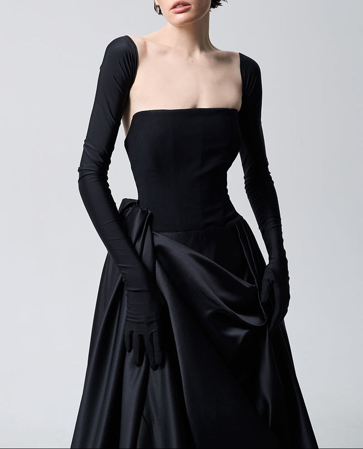 structured ball gown with sculpted draped skirt – NOCTURNE