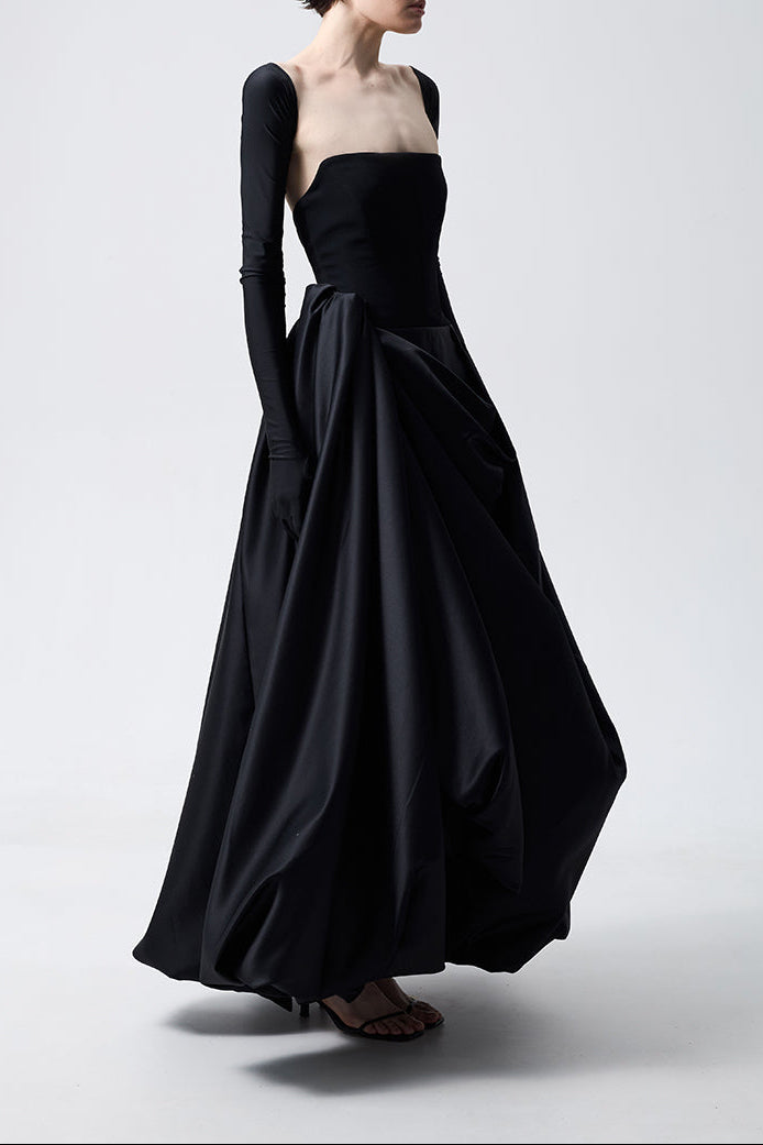structured ball gown with sculpted draped skirt – NOCTURNE