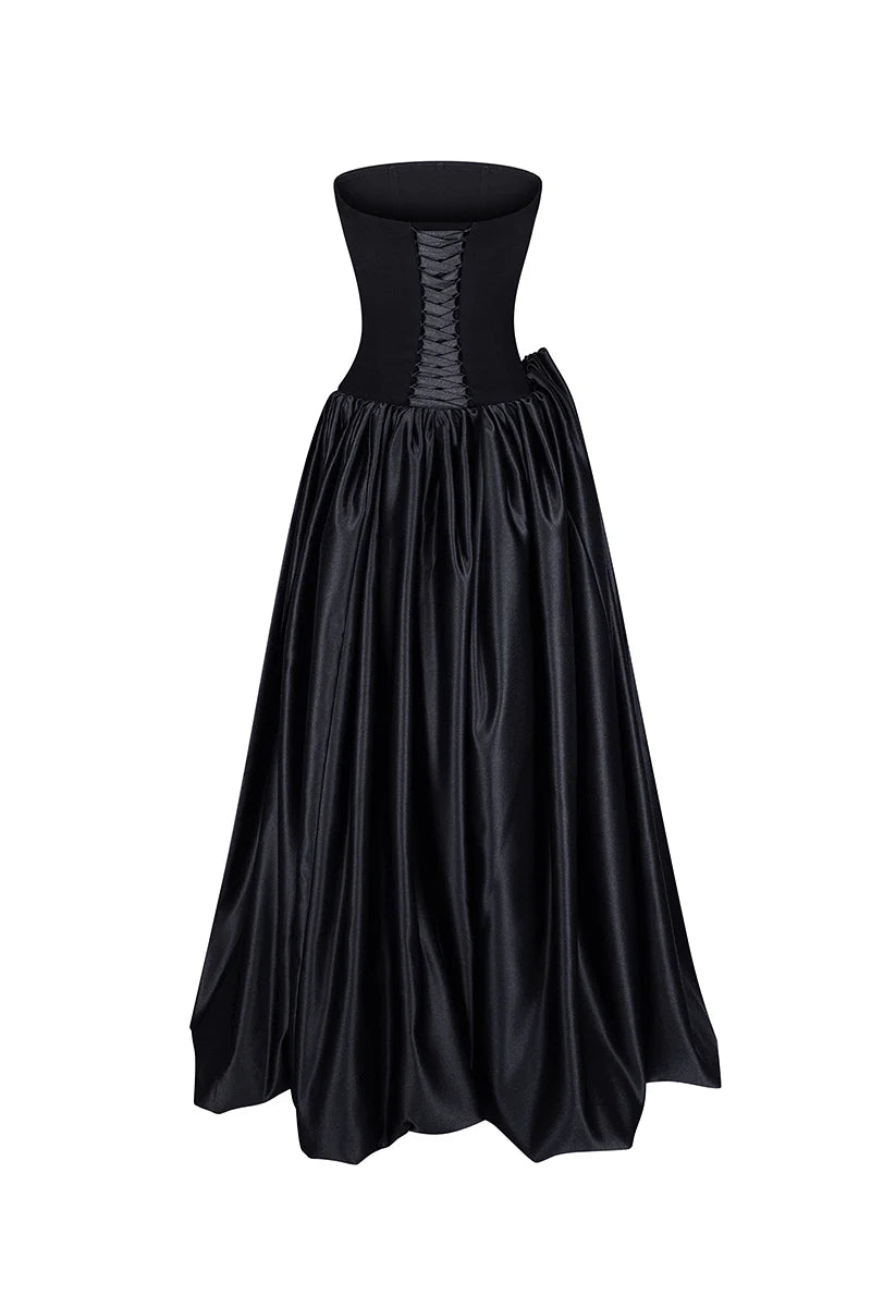 structured ball gown with sculpted draped skirt – NOCTURNE