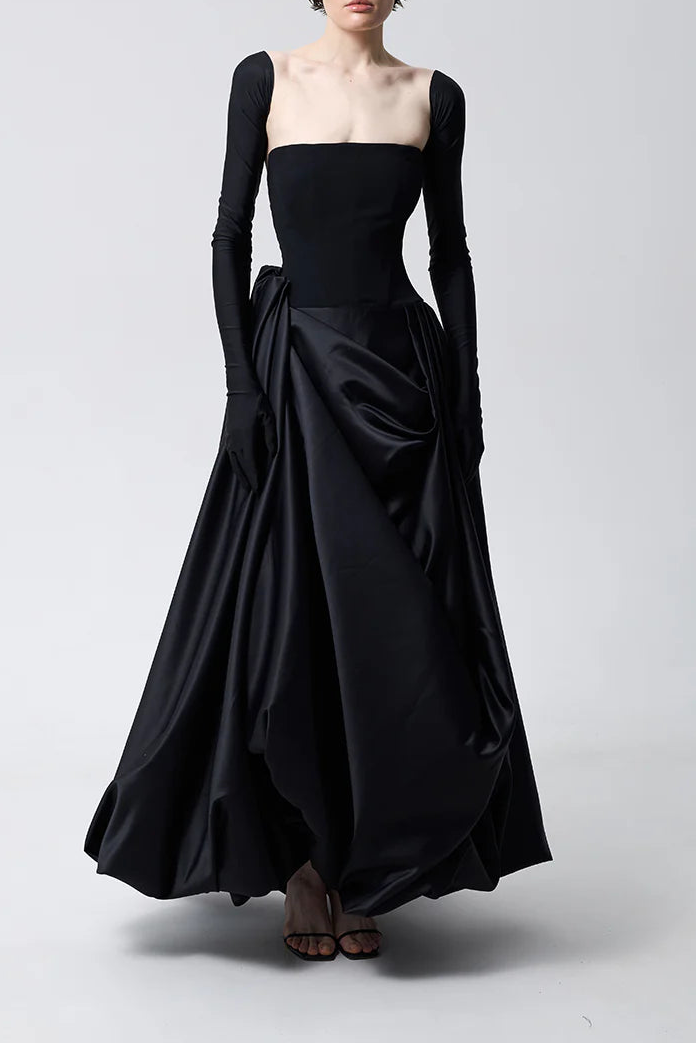 structured ball gown with sculpted draped skirt – NOCTURNE