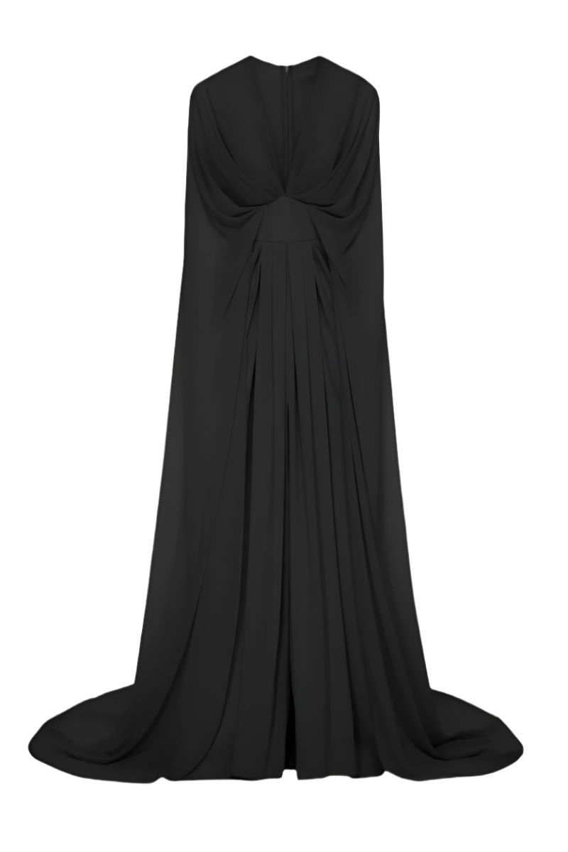 plunging draped cape gown – AMARA