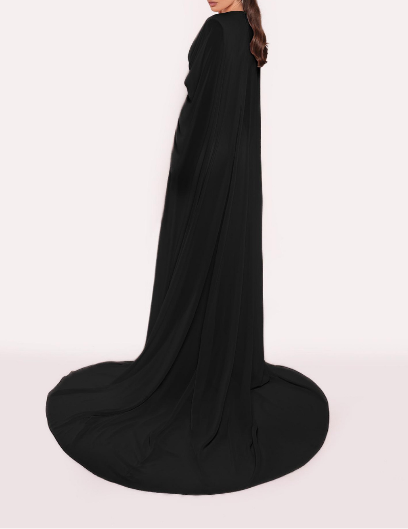 plunging draped cape gown – AMARA