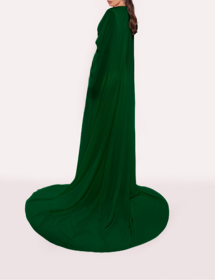 plunging draped cape gown – EMERALDA