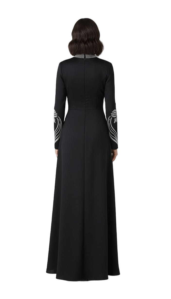 embellished neckline and cuff gown – Tolreel-1