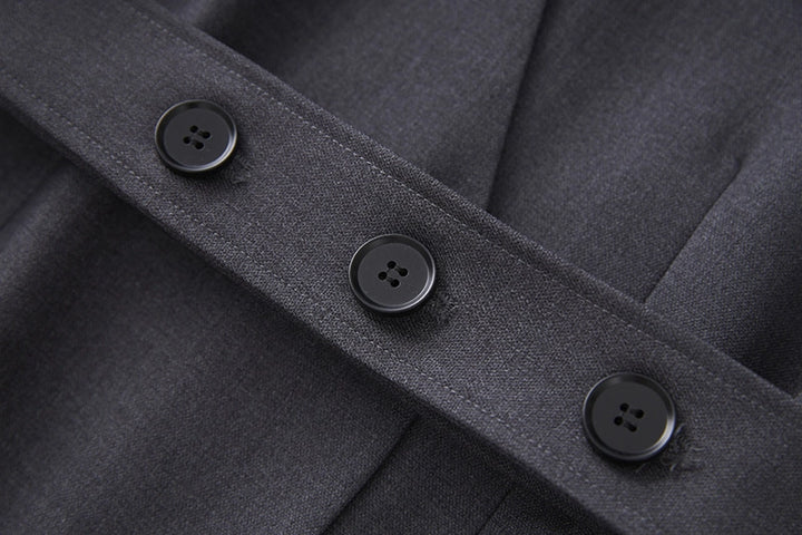 Wrap-front tailored blazer and wide-leg trousers set – GRAPHITE