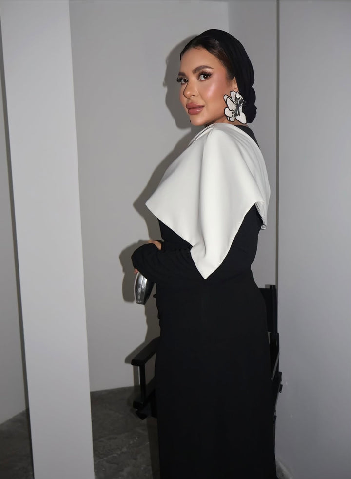 off-shoulder monochrome column gown – Sofaa