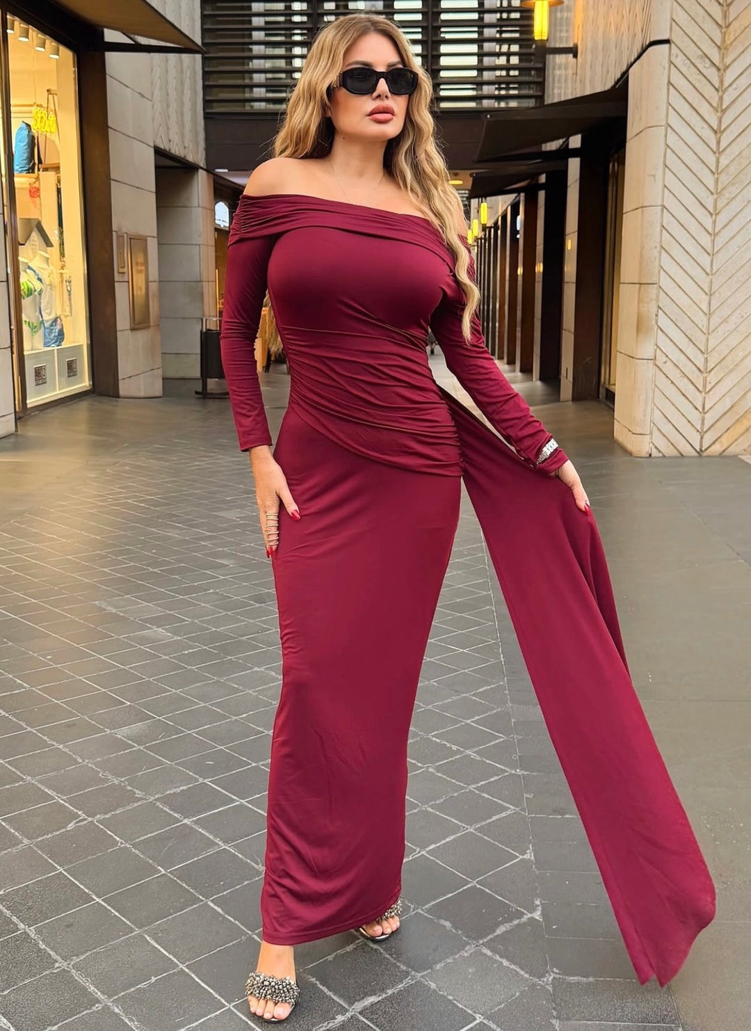 one-shoulder draped jersey gown – Joolen