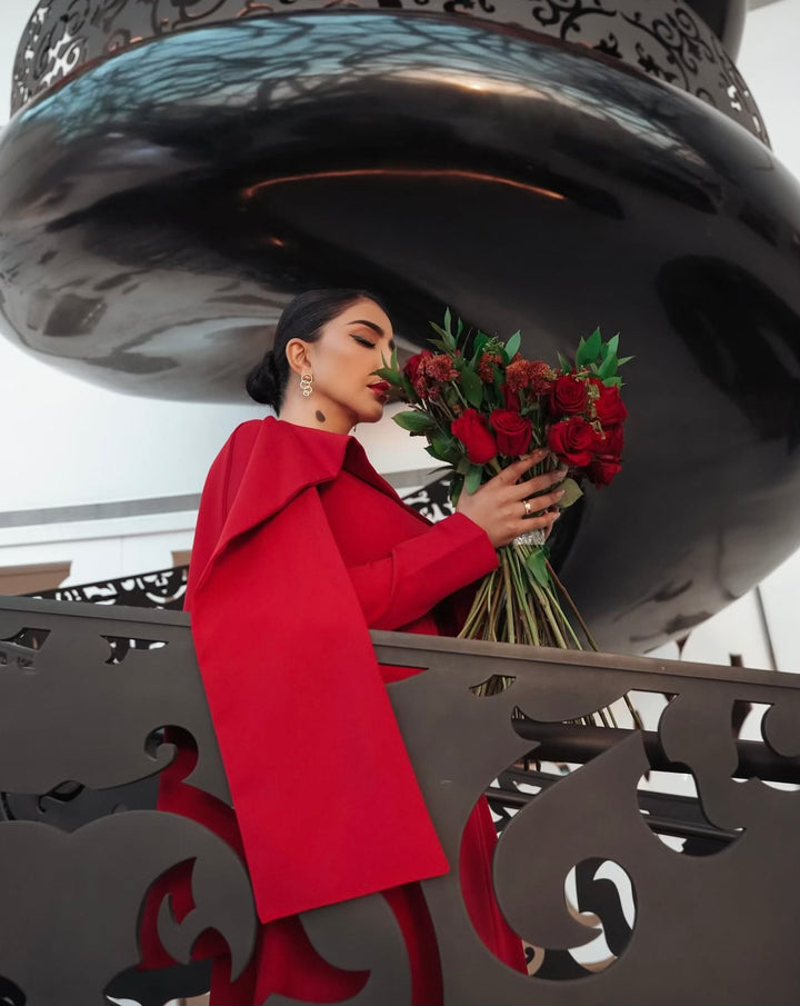 long-sleeve sequin-speckled column gown – Jevako