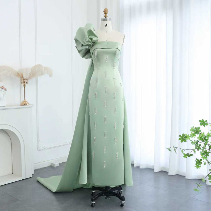 one-shoulder satin gown with oversized bow – SAGE