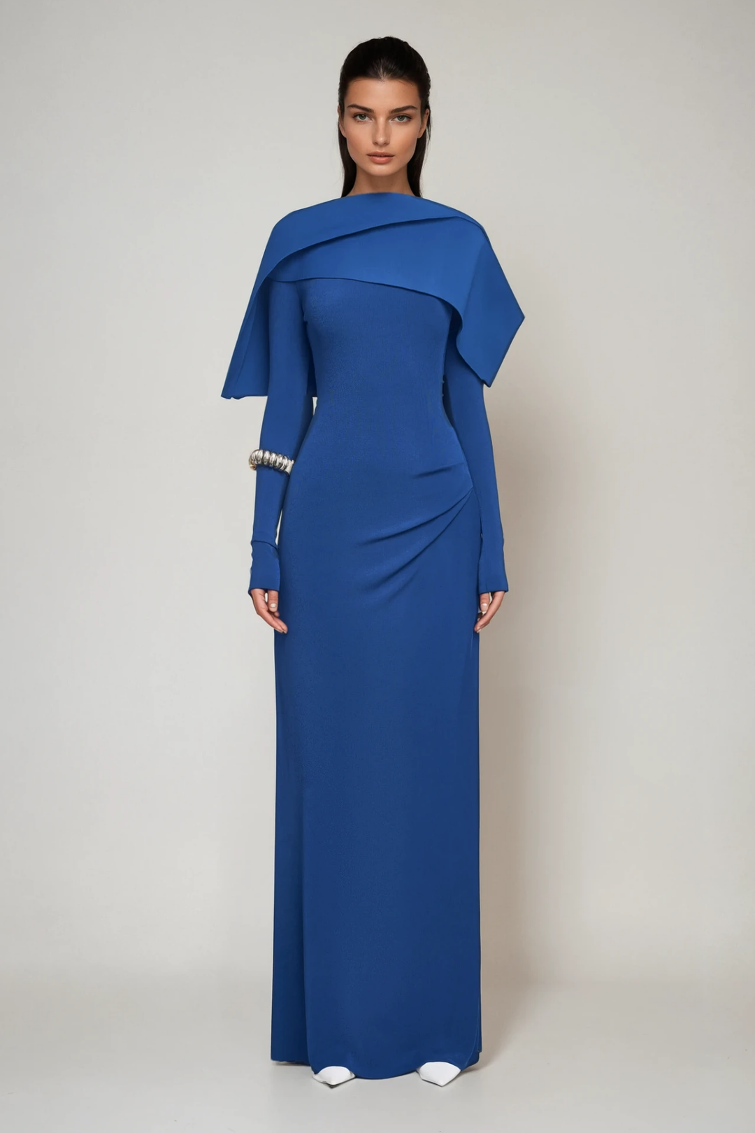 off-shoulder monochrome column gown – Sofaa