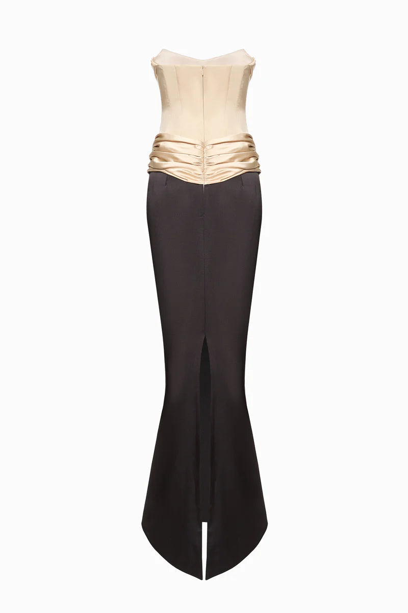 strapless corset gown with draped waist – CAMILLE