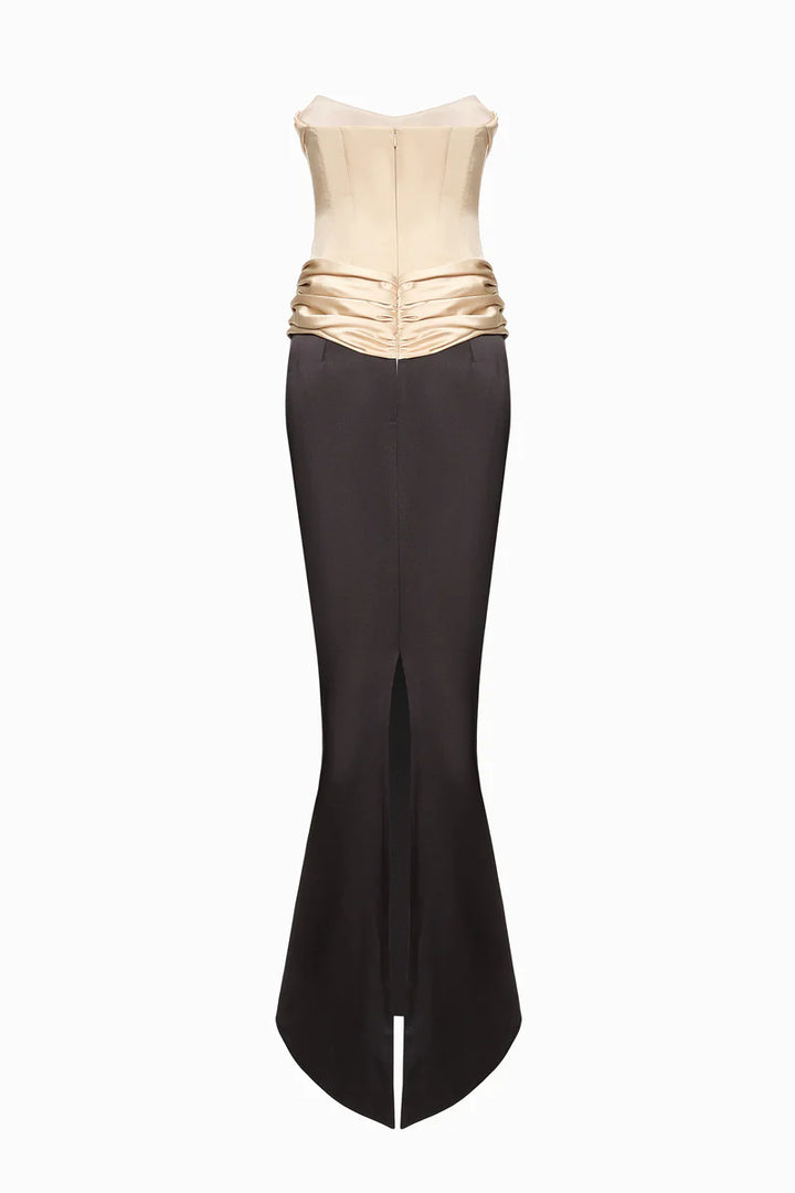 strapless corset gown with draped waist – CAMILLE