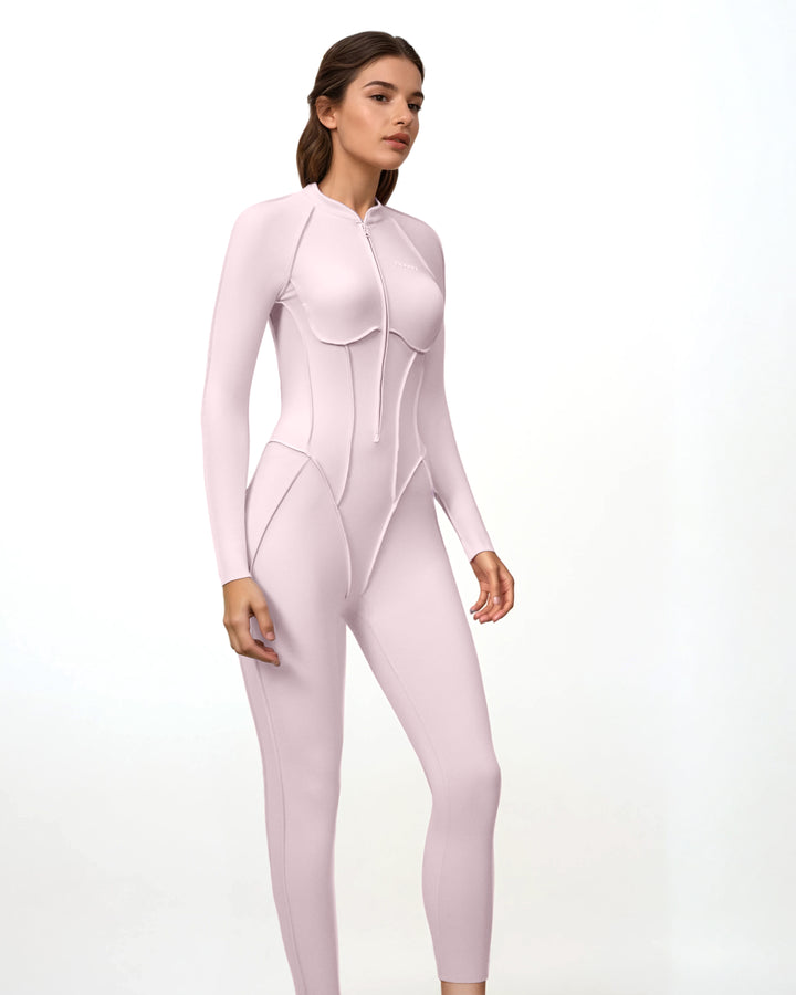 long-sleeve zip-front jumpsuit – NOIES