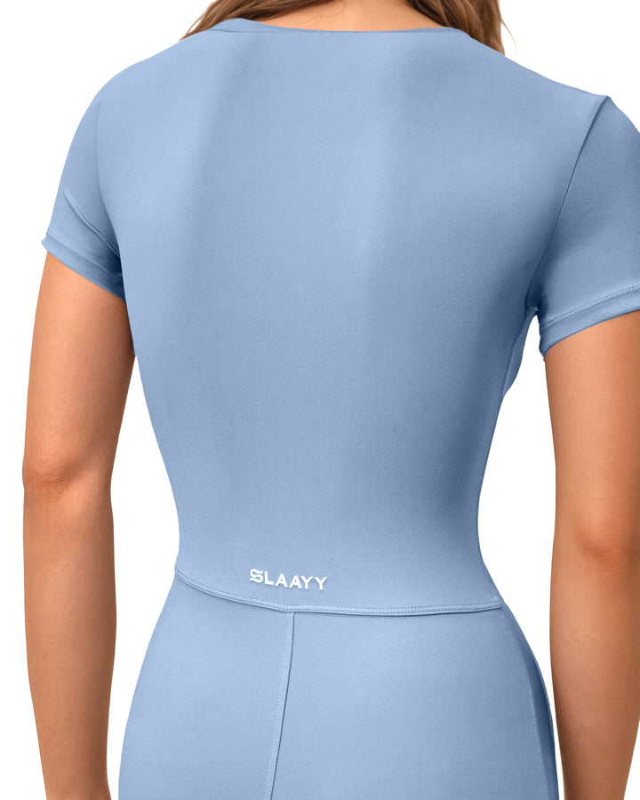 Haut à manches évasées plissées et ensemble jupe longue avec ceinture à la taille – Rosiny 