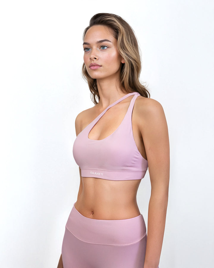 asymmetric cut-out crop top & leggings set – MAUVE