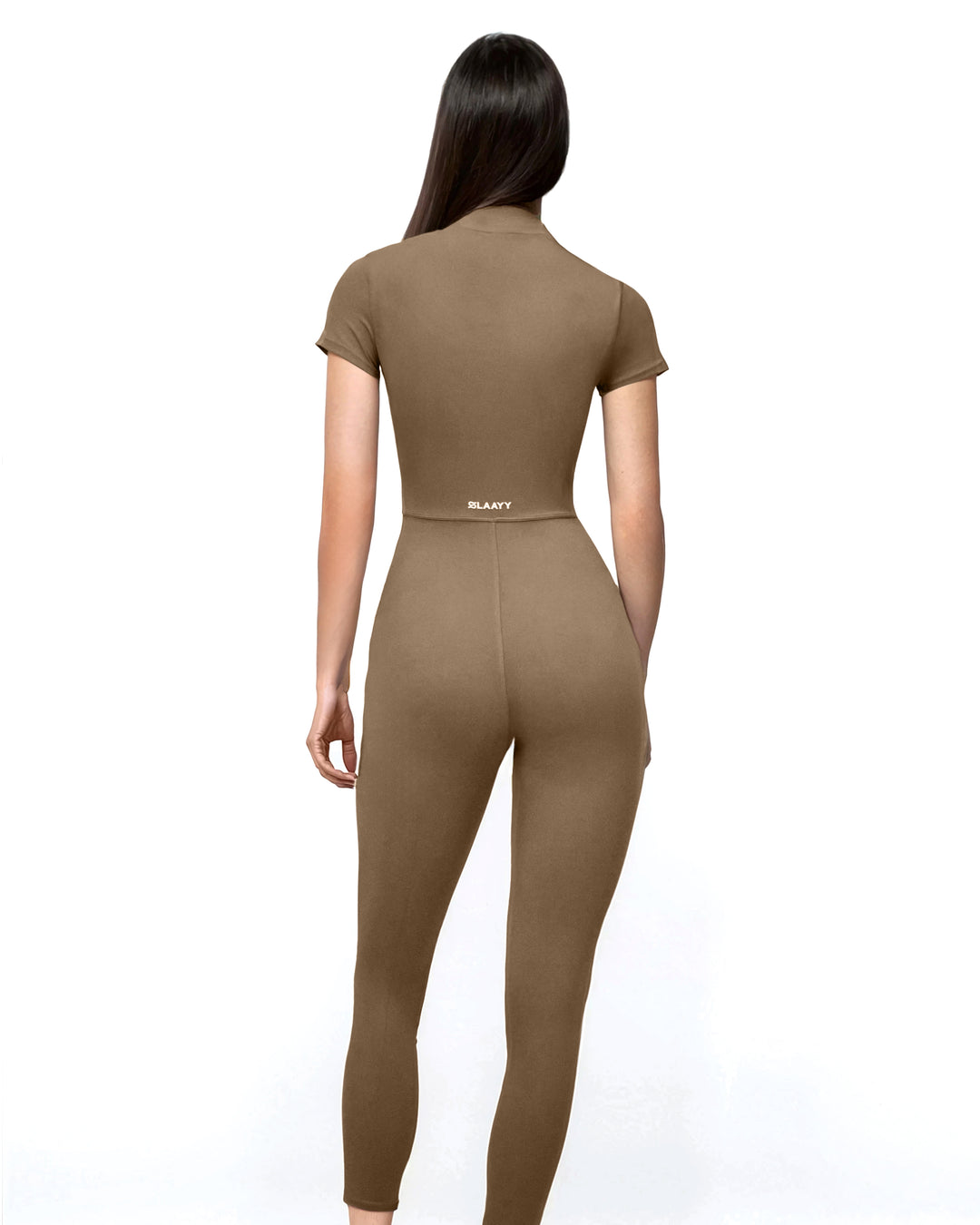 short-sleeve zip-front jumpsuit – VERA