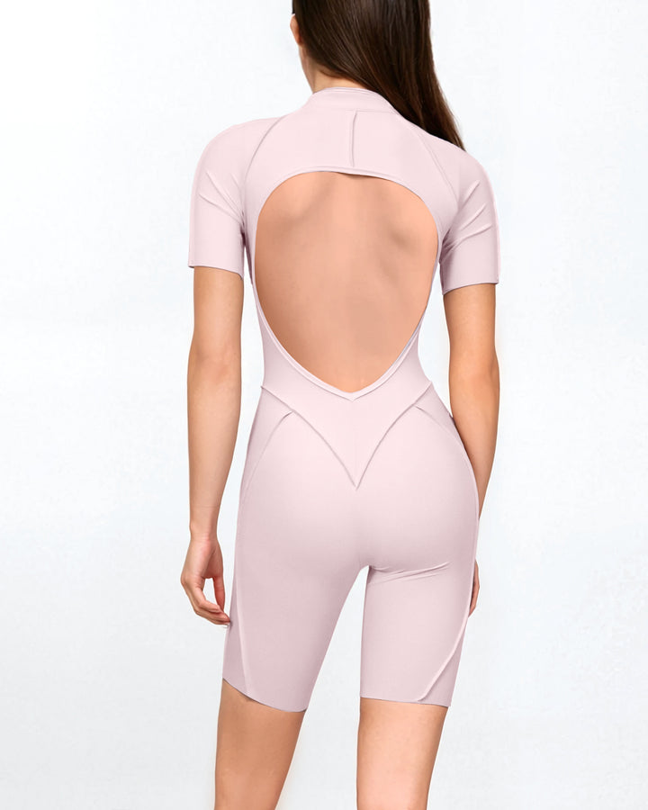 zip-front contour biker jumpsuit – LILAC