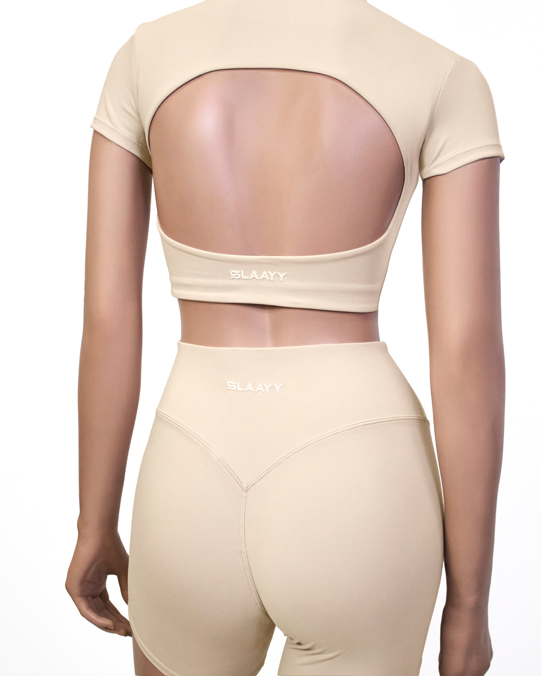 short-sleeve crop top & shorts set – STONE