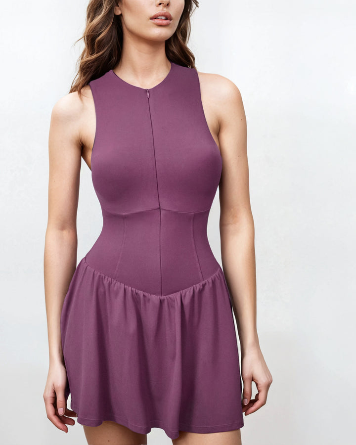 sleeveless zip-front mini dress – PLUMIS