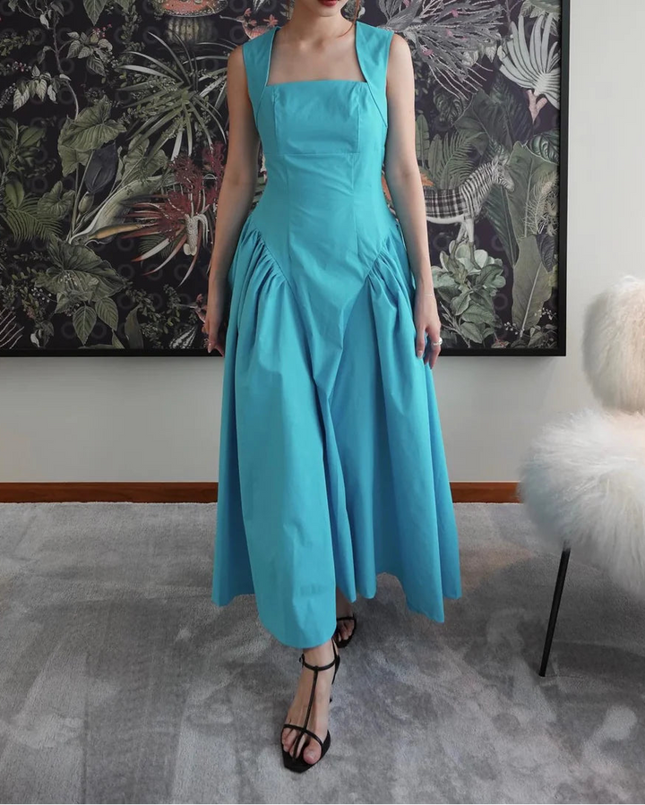 Haut à manches évasées plissées et ensemble jupe longue avec ceinture à la taille – Rosiny 