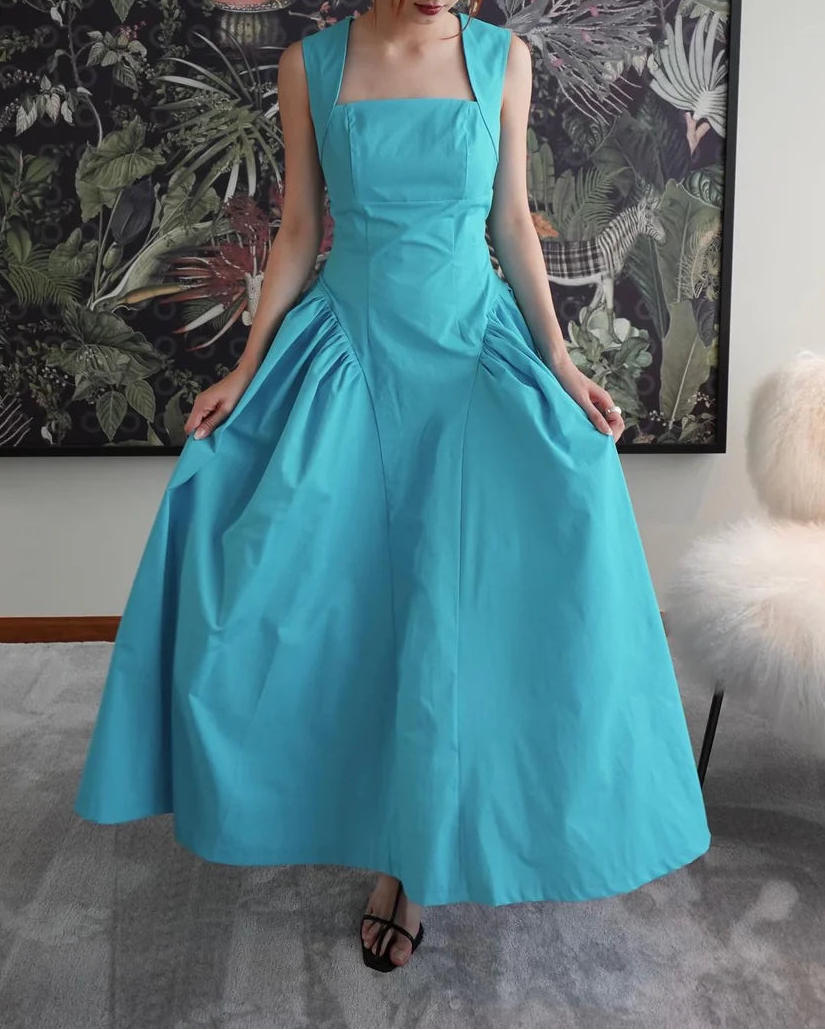 Haut à manches évasées plissées et ensemble jupe longue avec ceinture à la taille – Rosiny 