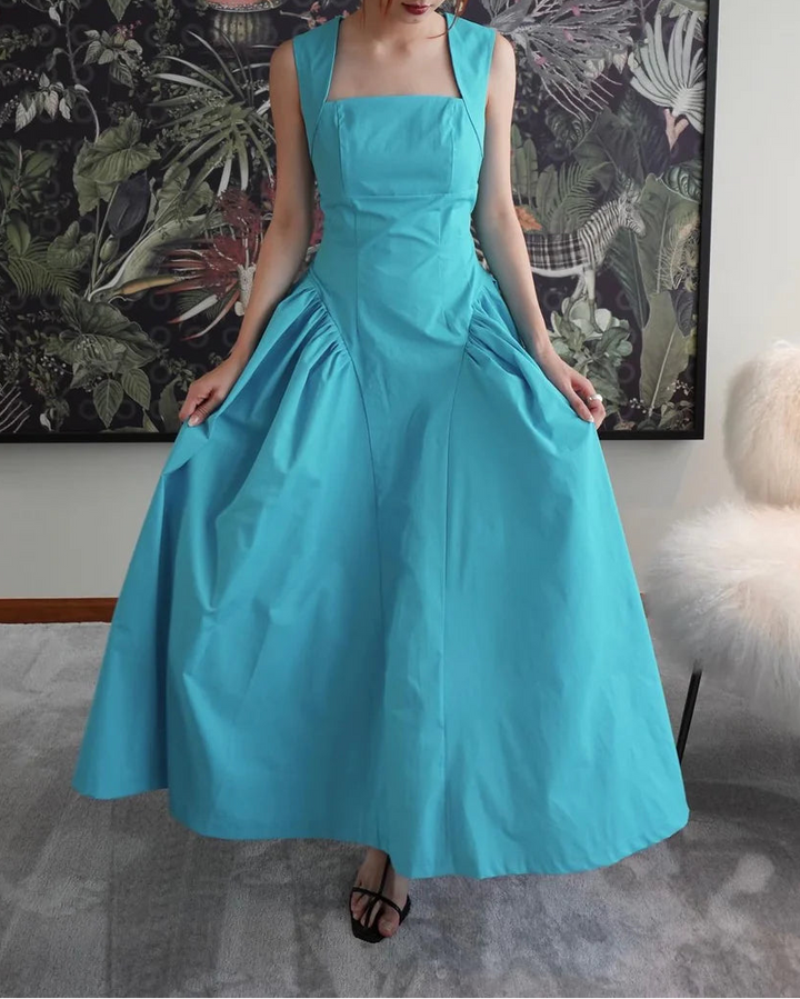 Haut à manches évasées plissées et ensemble jupe longue avec ceinture à la taille – Rosiny 