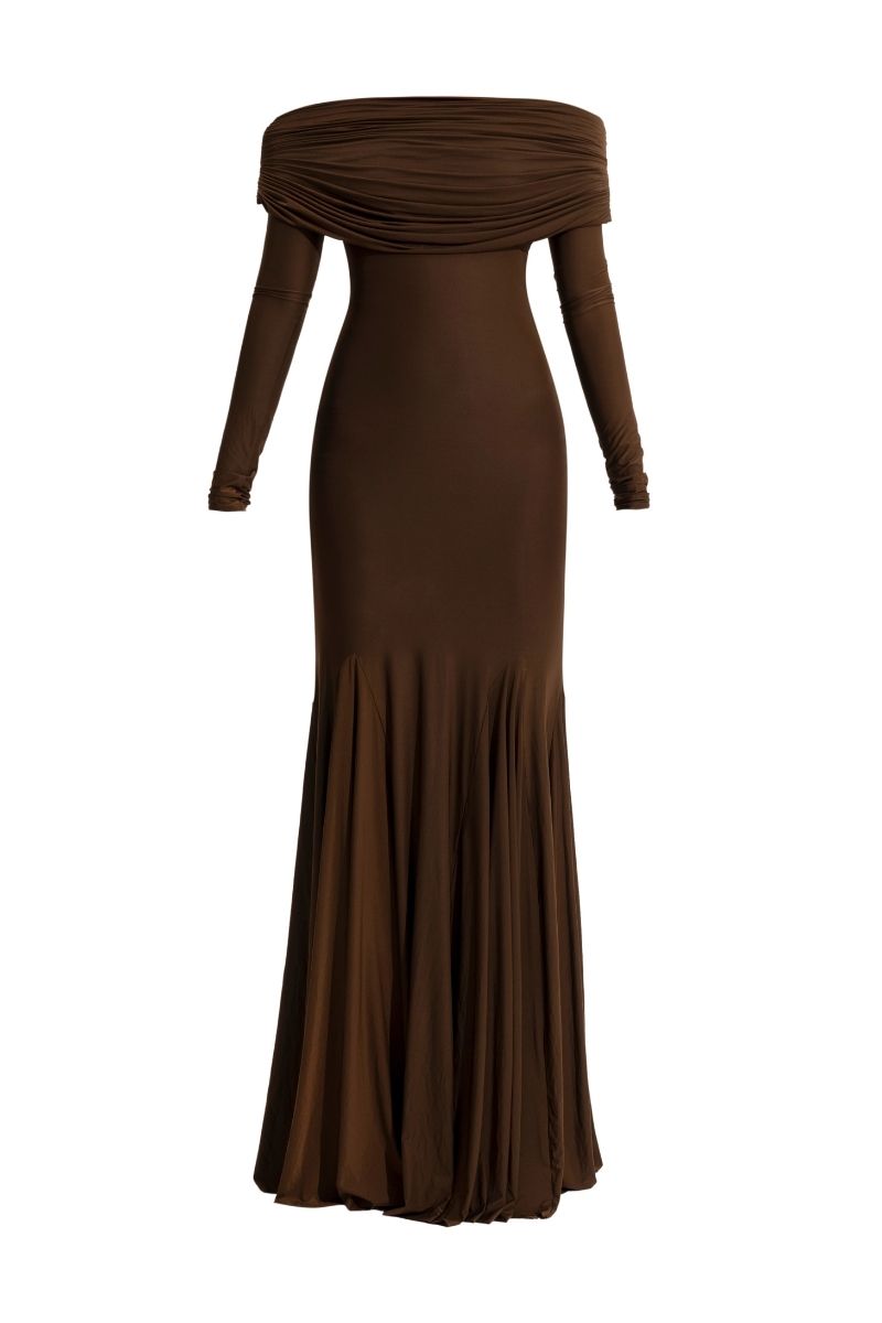 off-shoulder draped jersey gown – COCO