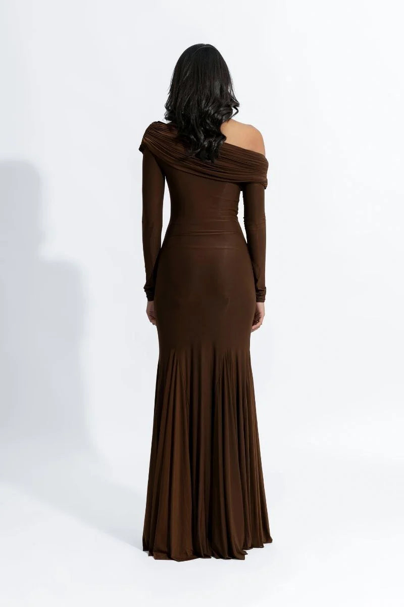 off-shoulder draped jersey gown – COCO