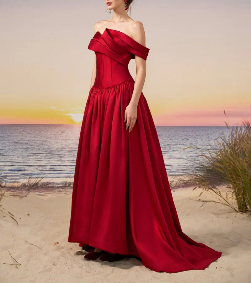 off-shoulder corset gown with gathered skirt – VERONA