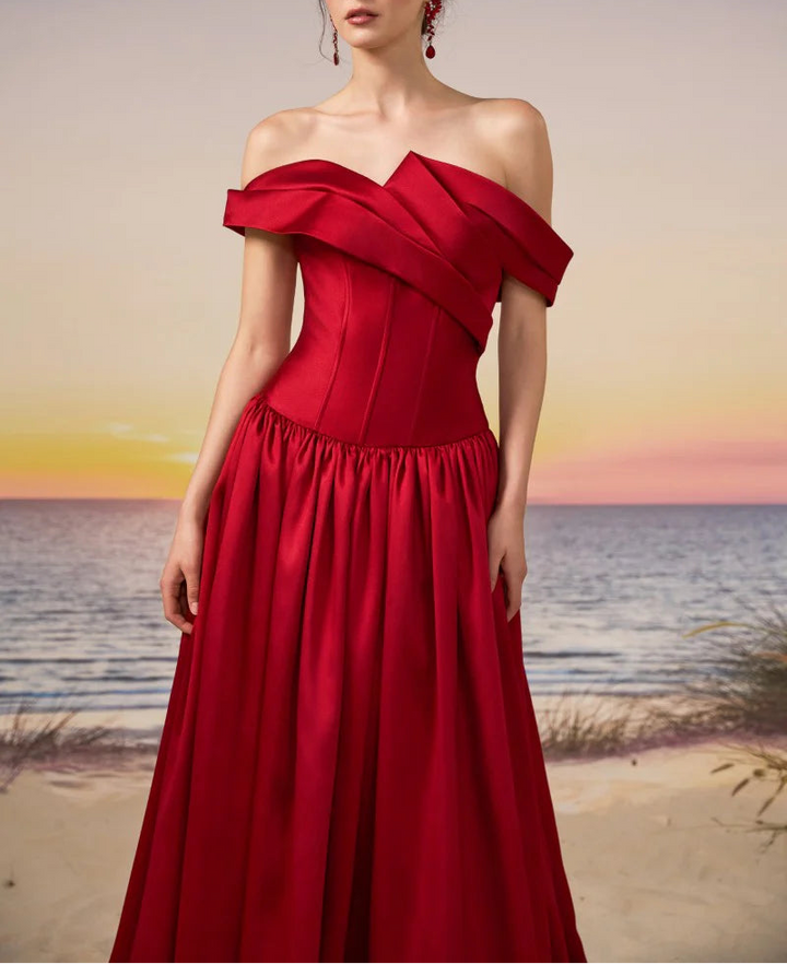 off-shoulder corset gown with gathered skirt – VERONA
