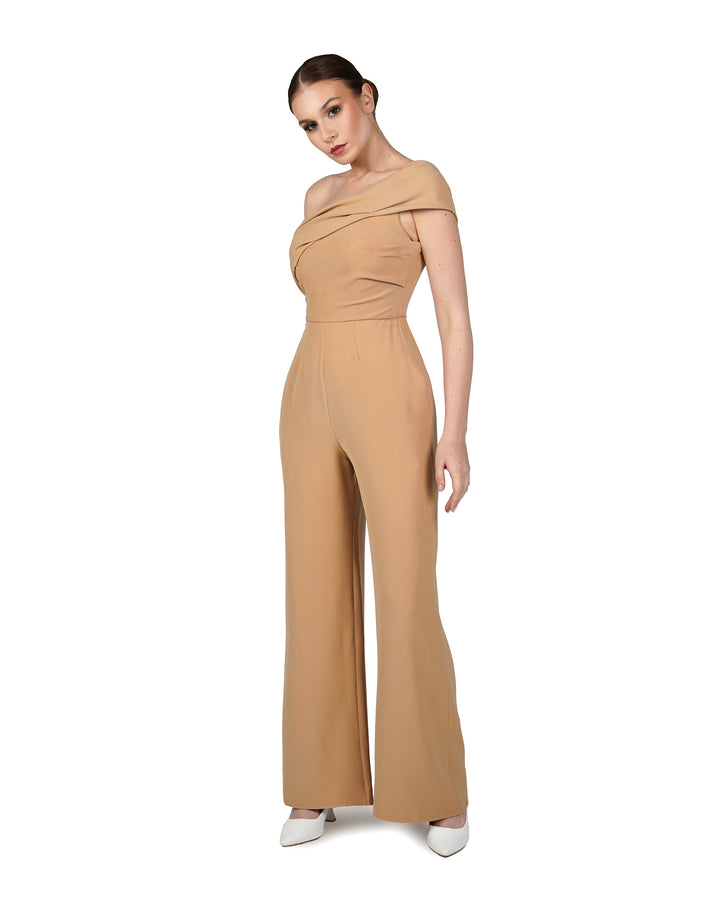 Folded neckline jumpsuit-Jiwan