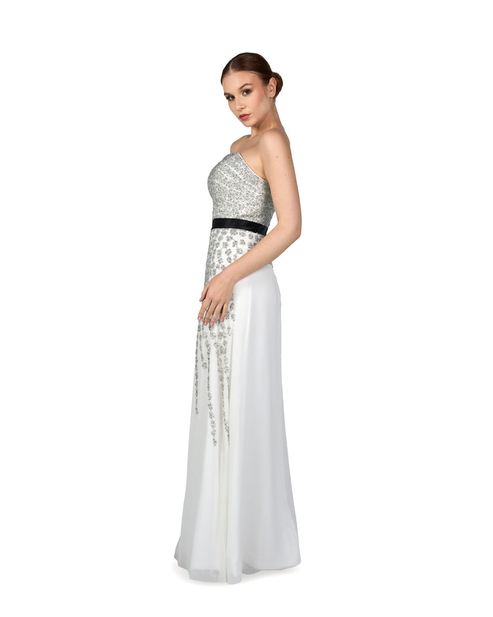 strapless beaded dress with waistband - SAGEN