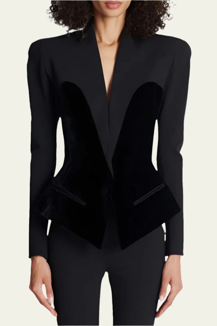 بليزر مخملي منظم مع لوحات جانبية – بولير