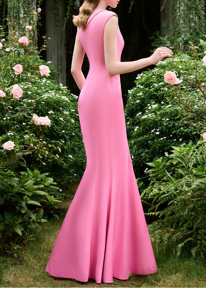 فستان حورية البحر بدون أكمام مع ياقة بيرثا مزخرفة - روزابيل