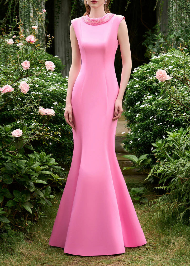 فستان حورية البحر بدون أكمام مع ياقة بيرثا مزخرفة - روزابيل