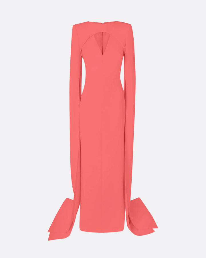 فستان بأكمام كاب وفتحة رقبة على شكل ثقب المفتاح – كوراليا