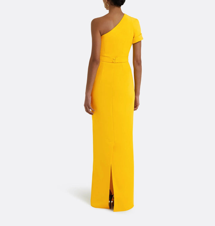 فستان عمودي بكتف واحد وأكمام منحوتة – سولارا