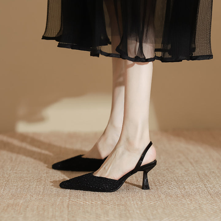 slingback pointed-toe heels with textured finish – SELENEK