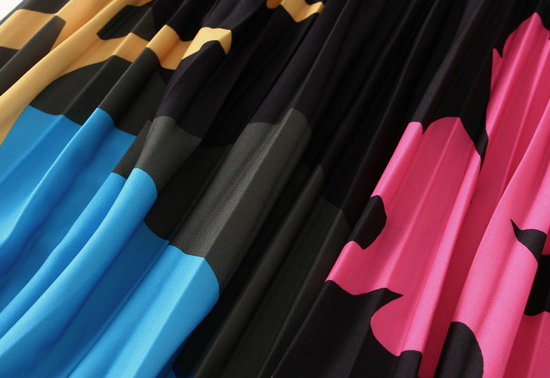 abstract floral pleated midi skirt – MOSAICA