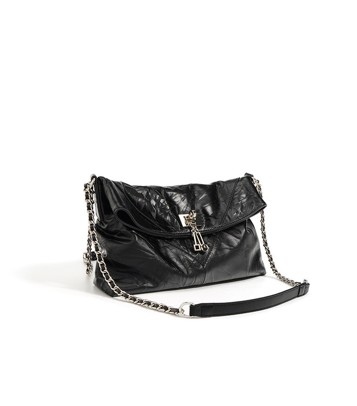 gathered shoulder bag with chain strap - NORA