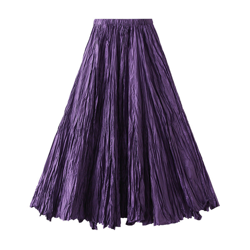 Crinkled Maxi Skirt with Elastic Waist – VIOLET